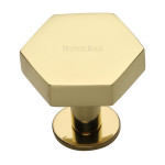 M Marcus Heritage Brass Hexagon Design Cabinet Knob with Rose 38mm